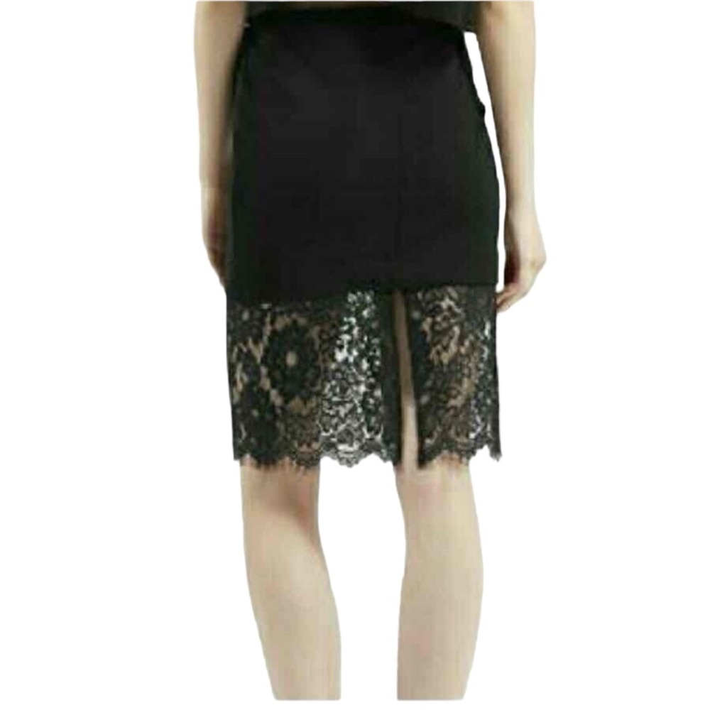Top Shop Deep Lace Body Con Black Skirt Size 6